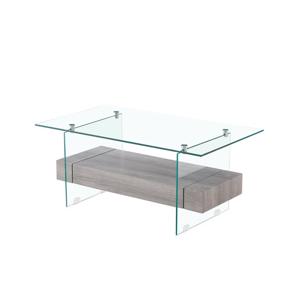 Ivy Bronx Table Basse En Verre Avec Tiroir En Bois Et Commentaires